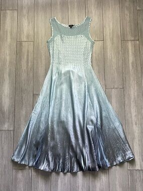 Komarov Womens Light Blue Ombre Crunkle Dress Lace Details Size S Fairycore